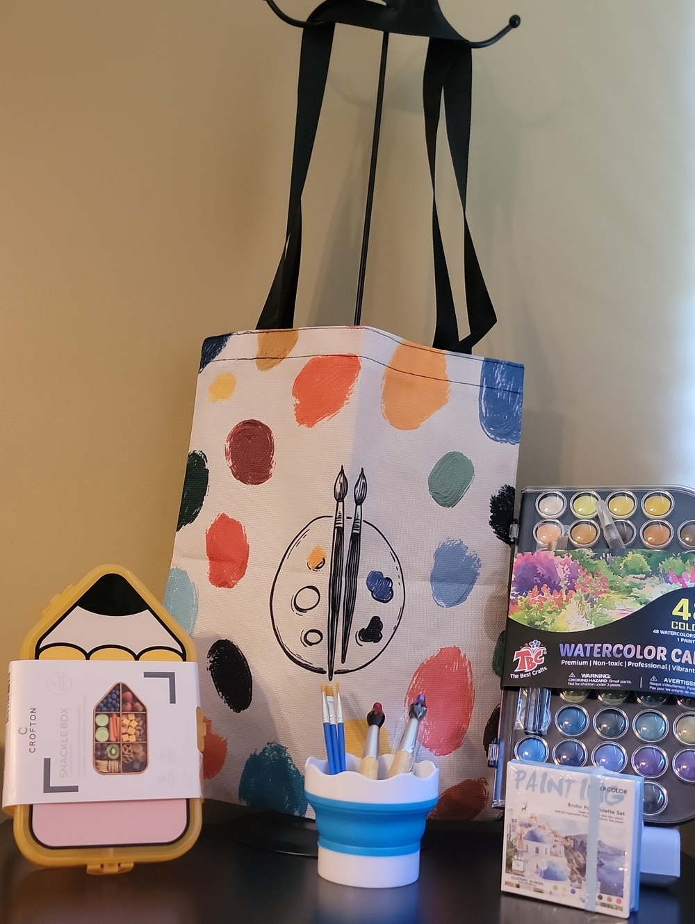 GIFTABLE TOTE Canvas Artist Tote Bag Gift Set With Paint Palette